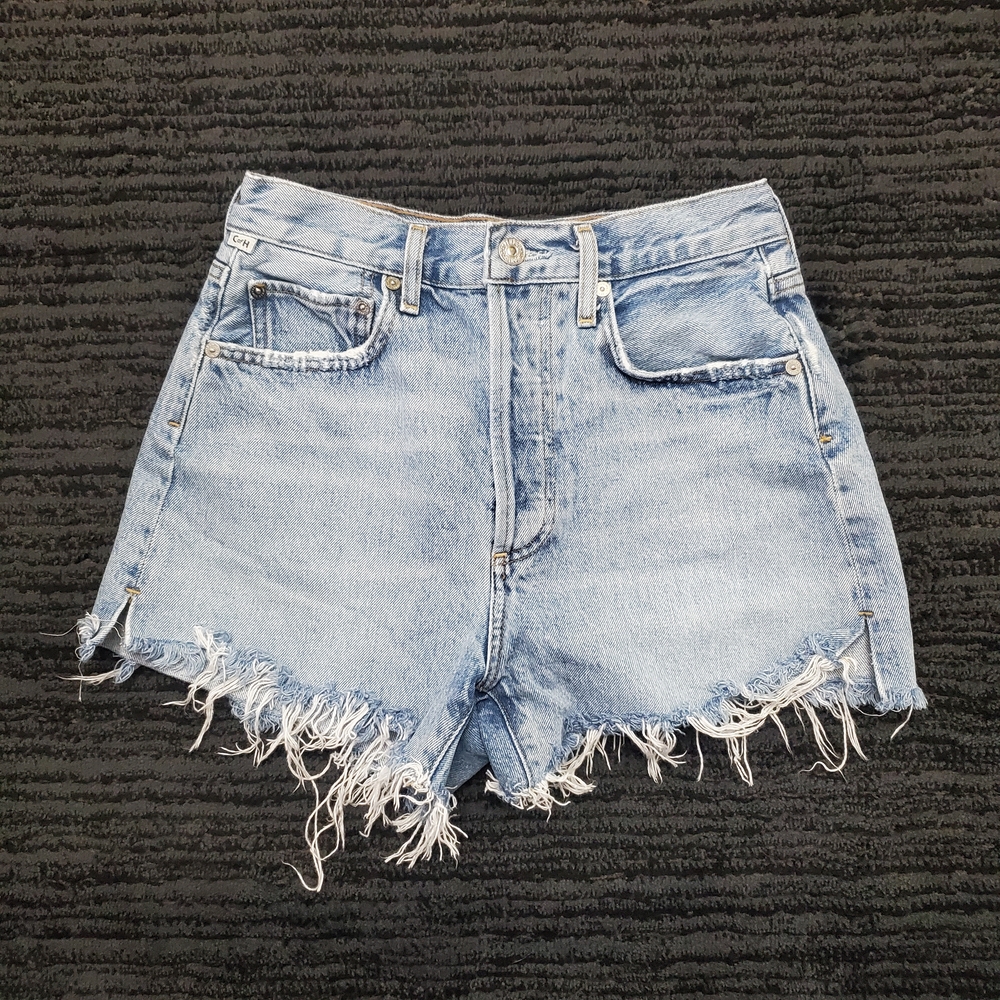Citizens Of Humanity Light Blue Distressed Denim Jean Shorts